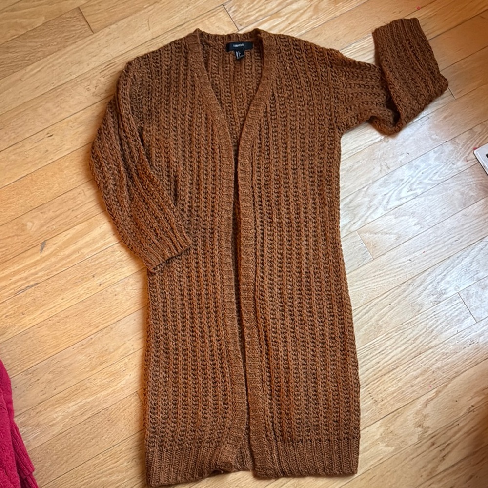 Cozy Burnt Orange Knit Cardigan Sweater